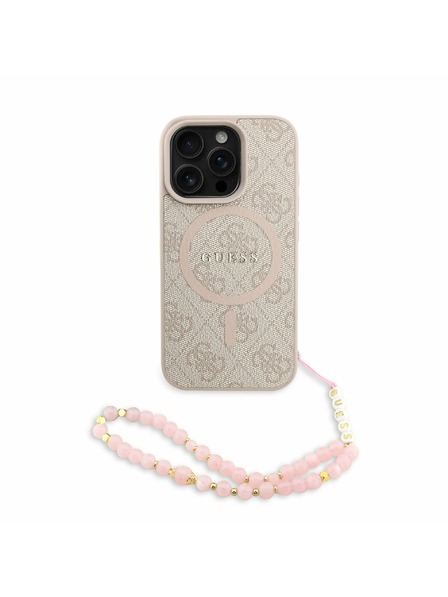 Guess Guess PU Koža 4G Farebný Prsteň Strap MagSafe Zadný Kryt pre iPhone 16 Pro Max Pink