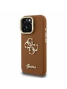 Guess Guess PU Grained 4G Logo Stand Fotoaparát Rám Zadný Kryt pre iPhone 16 Pro Brown
