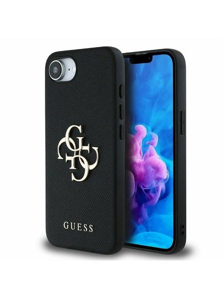Guess Guess PU Grained 4G Kovové Logo Zadný Kryt pre iPhone 16e Black