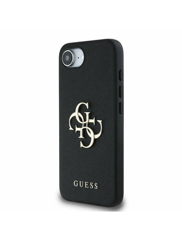 Guess Guess PU Grained 4G Kovové Logo Zadný Kryt pre iPhone 16e Black