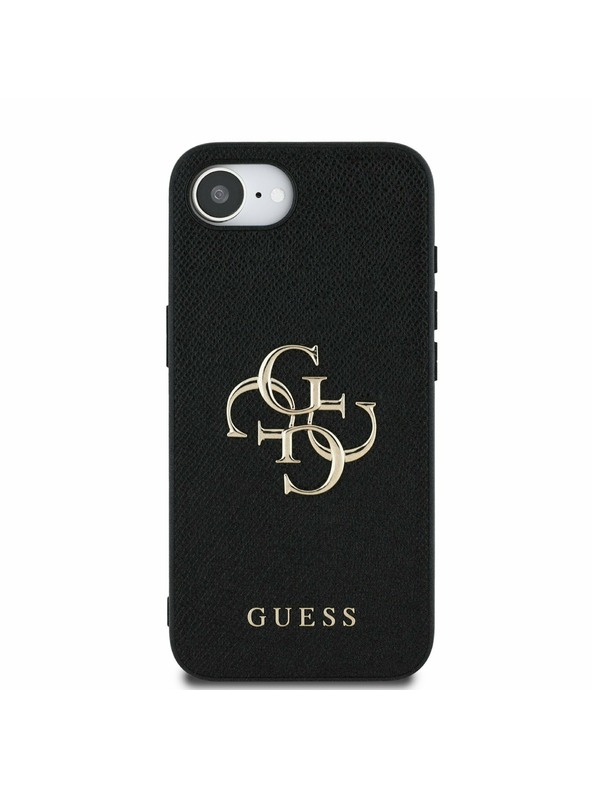 Guess Guess PU Grained 4G Kovové Logo Zadný Kryt pre iPhone 16e Black