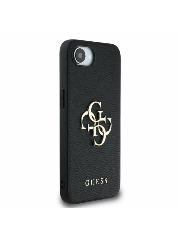 Guess Guess PU Grained 4G Kovové Logo Zadný Kryt pre iPhone 16e Black