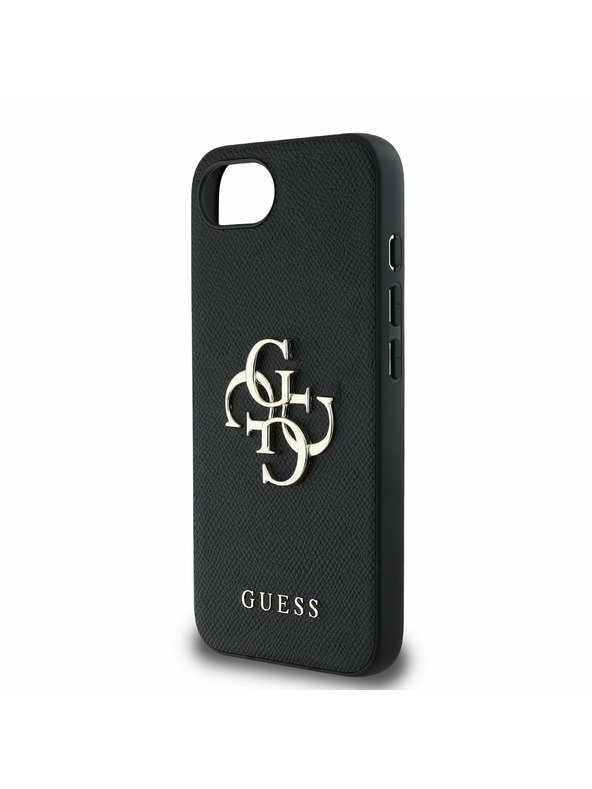 Guess Guess PU Grained 4G Kovové Logo Zadný Kryt pre iPhone 16e Black