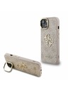 Guess Guess PU 4G Kovové Logo Stand Fotoaparát Rám Zadný Kryt pre iPhone 14 Pink