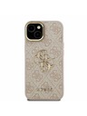 Guess Guess PU 4G Kovové Logo Stand Fotoaparát Rám Zadný Kryt pre iPhone 14 Pink