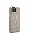 Guess Guess PU 4G Kovové Logo Stand Fotoaparát Rám Zadný Kryt pre iPhone 15 Pink