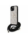 Guess Guess PU 4G Kovové Logo Crossbody Popruh Zadný Kryt pre iPhone 15 Pink