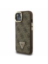 Guess Guess PU 4G Strass Trojuholníkové Logo Stand Fotoaparát Rám MagSafe Zadný Kryt pre iPhone 13 Brown