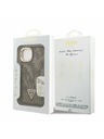 Guess Guess PU 4G Strass Trojuholníkové Logo Stand Fotoaparát Rám MagSafe Zadný Kryt pre iPhone 13 Brown
