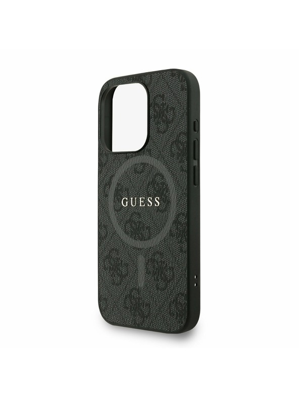 Guess Guess PU Koža 4G Farebný Prsteň Strap MagSafe Zadný Kryt pre iPhone 15 Pro Black