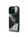 Guess Guess PU Grained Ruže 4G Kovové Logo Zadný Kryt pre iPhone 16 Pro Black