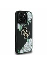 Guess Guess PU Grained Ruže 4G Kovové Logo Zadný Kryt pre iPhone 16 Pro Black
