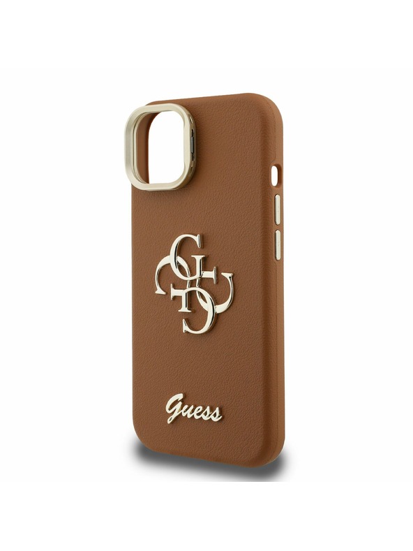 Guess Guess PU Grained 4G Logo Stand Zadný Kryt pre iPhone 15 Brown