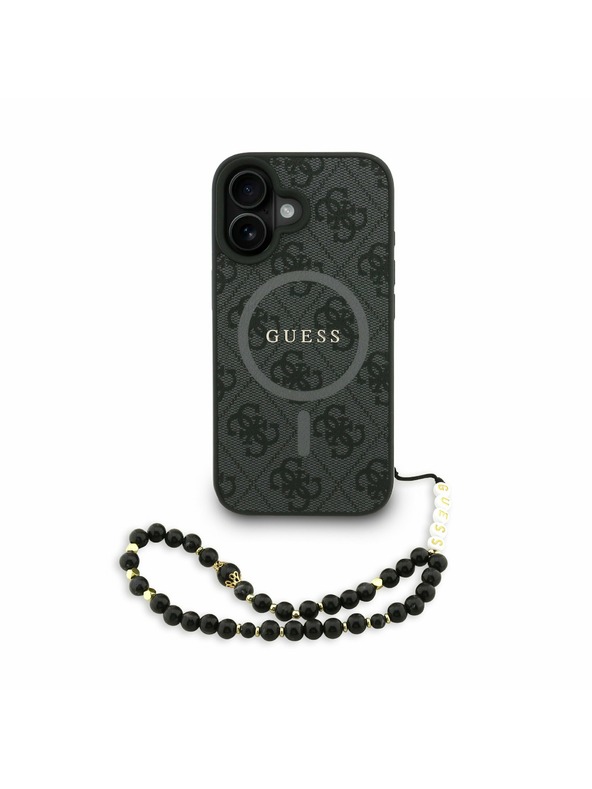 Guess Guess PU Koža 4G Farebný Prsteň Strap MagSafe Zadný Kryt pre iPhone 16 Black