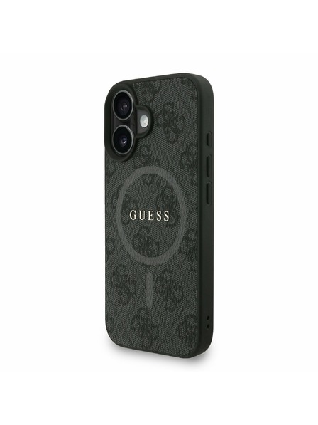 Guess Guess PU Koža 4G Farebný Prsteň Strap MagSafe Zadný Kryt pre iPhone 16 Black