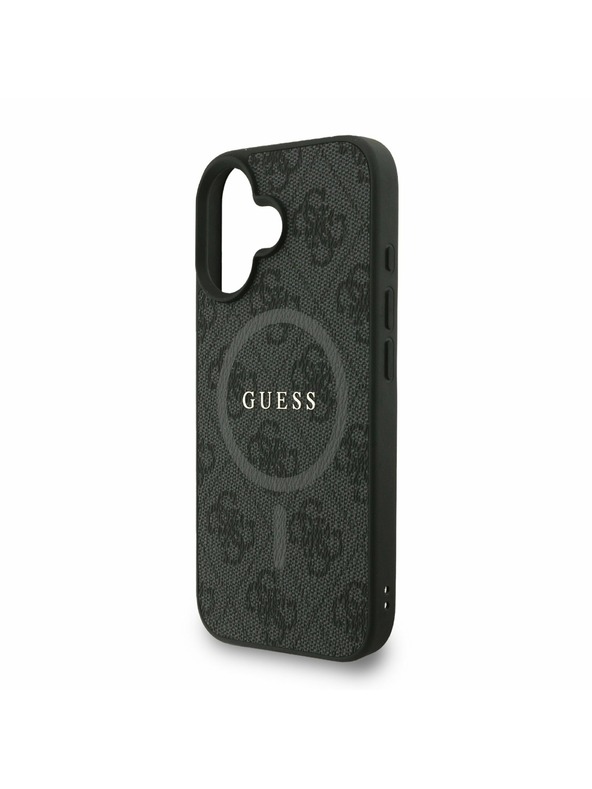 Guess Guess PU Koža 4G Farebný Prsteň Strap MagSafe Zadný Kryt pre iPhone 16 Black