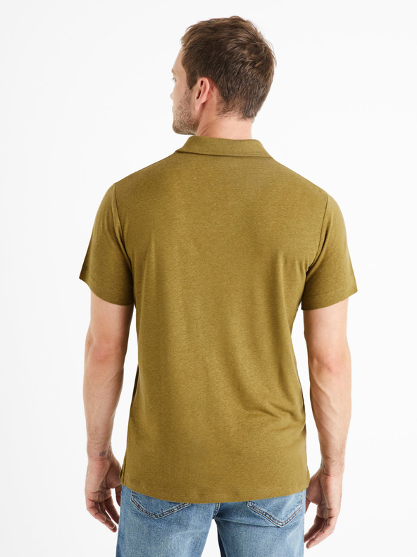 Celio Khaki pánska základná polokošeľa Celio Deolive