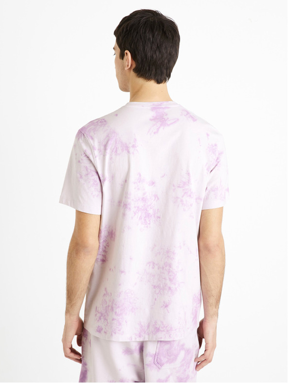 Celio Svetlofialové pánske batikované tričko Celio Dengame
