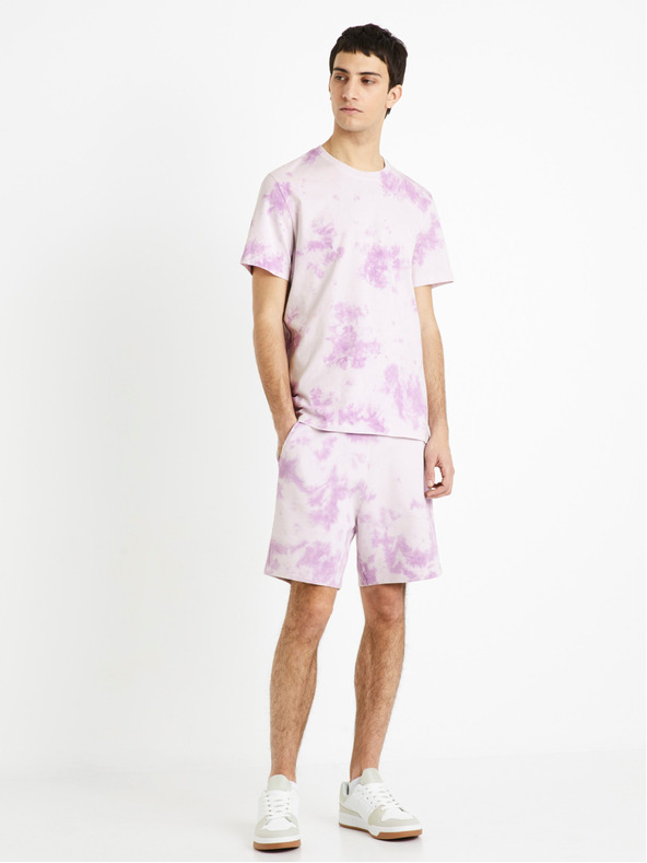 Celio Svetlofialové pánske batikované tričko Celio Dengame