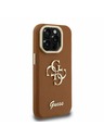 Guess Guess PU Grained 4G Logo Stand Camera Frame Zadný Kryt pre iPhone 15 Pro Brown