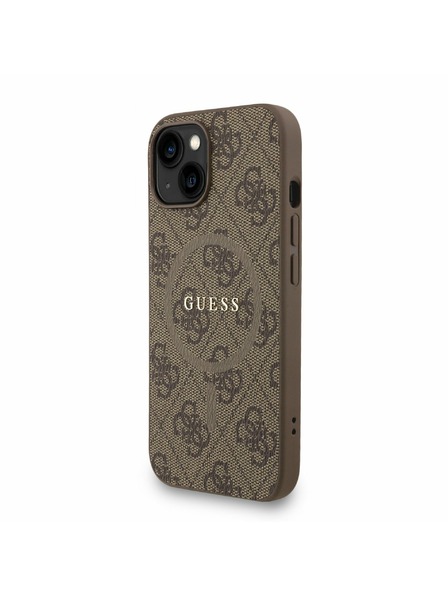 Guess Guess PU Leather 4G Colored Ring Strap MagSafe Zadný Kryt pre iPhone 15 Brown