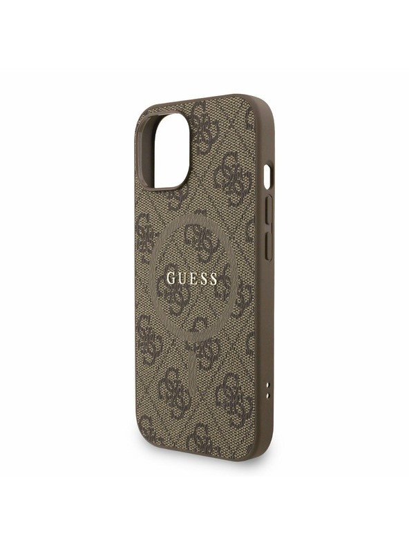 Guess Guess PU Leather 4G Colored Ring Strap MagSafe Zadný Kryt pre iPhone 15 Brown