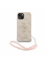 Guess Guess PU 4G Metal Logo Strap Zadný Kryt pre iPhone 15 Pink