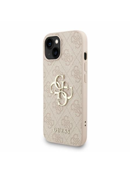 Guess Guess PU 4G Metal Logo Strap Zadný Kryt pre iPhone 15 Pink