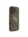 Guess Guess PU 4G Metal Logo Strap Zadný Kryt pre iPhone 16 Brown
