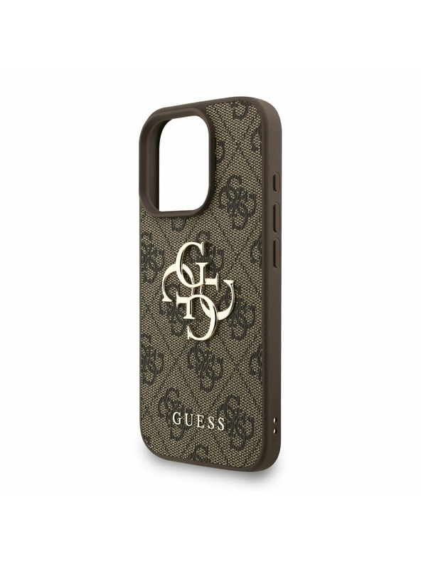 Guess Guess PU 4G Metal Logo Strap Zadný Kryt pre iPhone 16 Pro Brown
