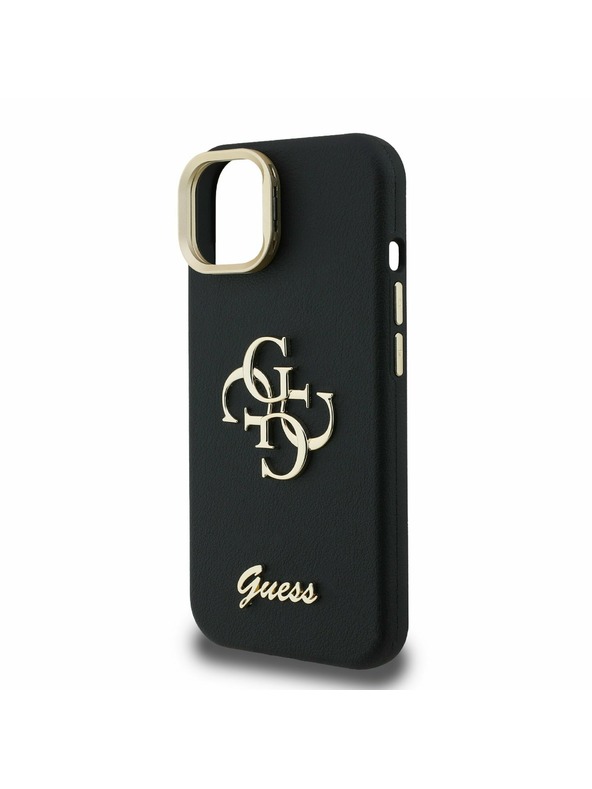 Guess Guess PU Grained 4G Logo Stand Camera Frame Zadný Kryt pre iPhone 13 Black