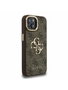 Guess Guess PU 4G Metal Logo Stand Camera Frame Zadný Kryt pre iPhone 13 Brown