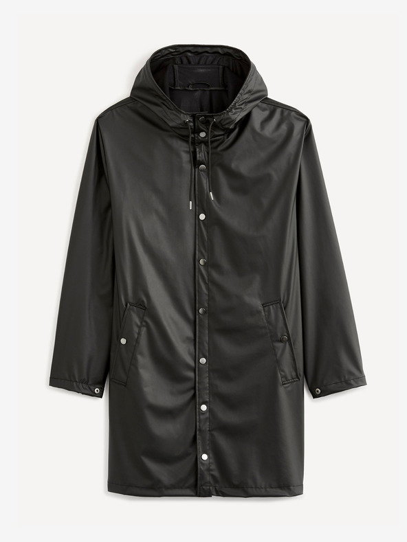 Celio Čierna pánska parka s kapucňou Celio