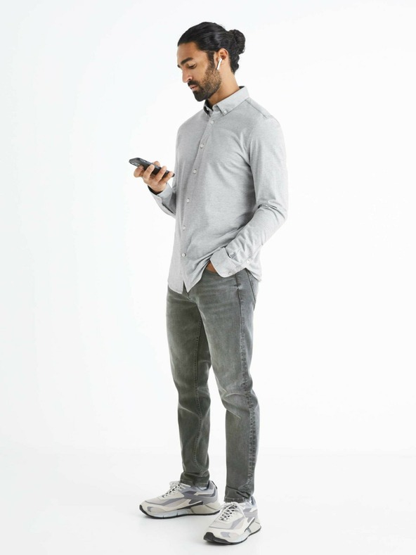 Celio Svetlošedá pánska košeľa Celio Bapik