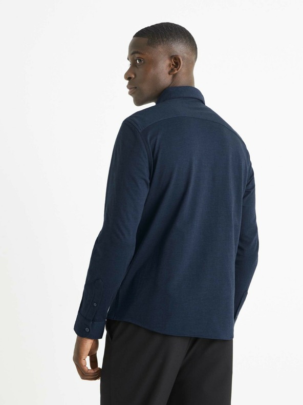 Celio Tmavomodrá pánska košeľa Celio Bapik