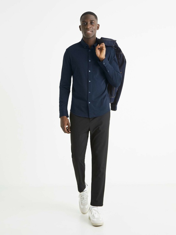 Celio Tmavomodrá pánska košeľa Celio Bapik