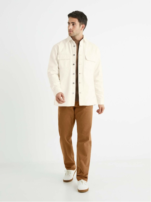 Celio Hnedé pánske džínsy rovného strihu Celio Vopry1