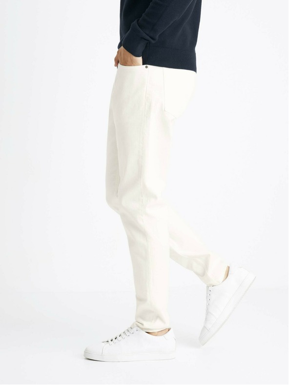 Celio Krémové pánske slim fit džínsy Celio Coslim4