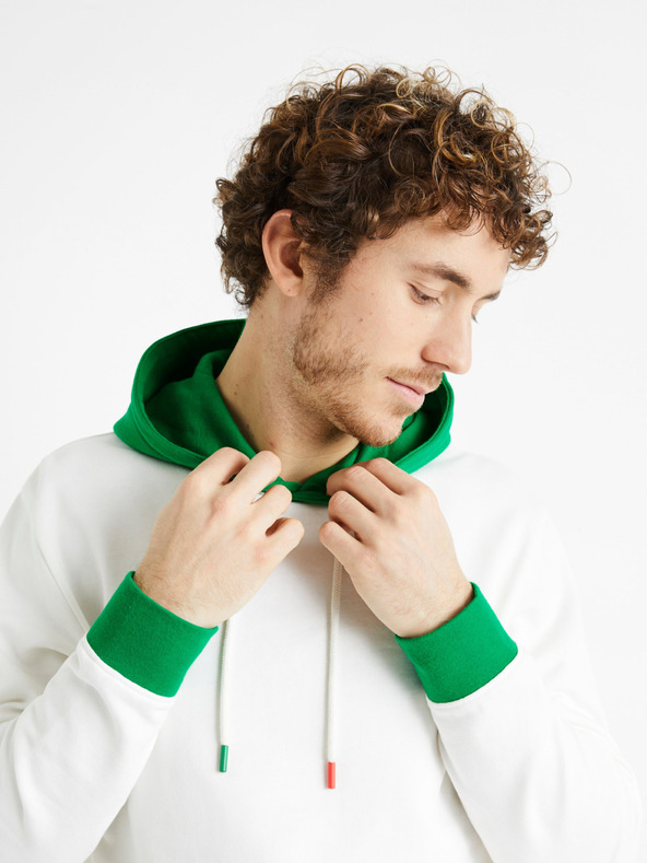 Celio Zeleno-biela pánska mikina Celio Demultico