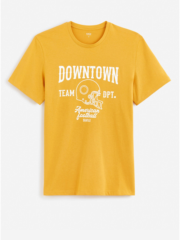 Celio Žlté pánske tričko Celio Feklyn