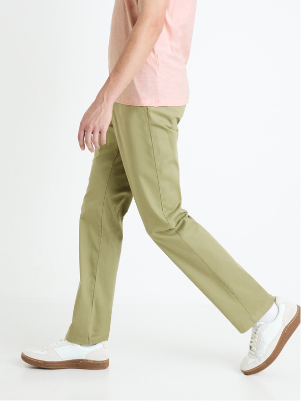 Celio Svetlozelené pánske chino nohavice Celio Tohenri
