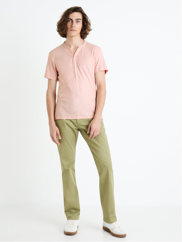 Celio Svetlozelené pánske chino nohavice Celio Tohenri