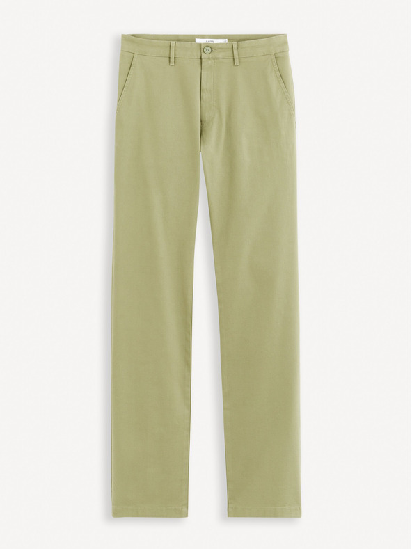 Celio Svetlozelené pánske chino nohavice Celio Tohenri