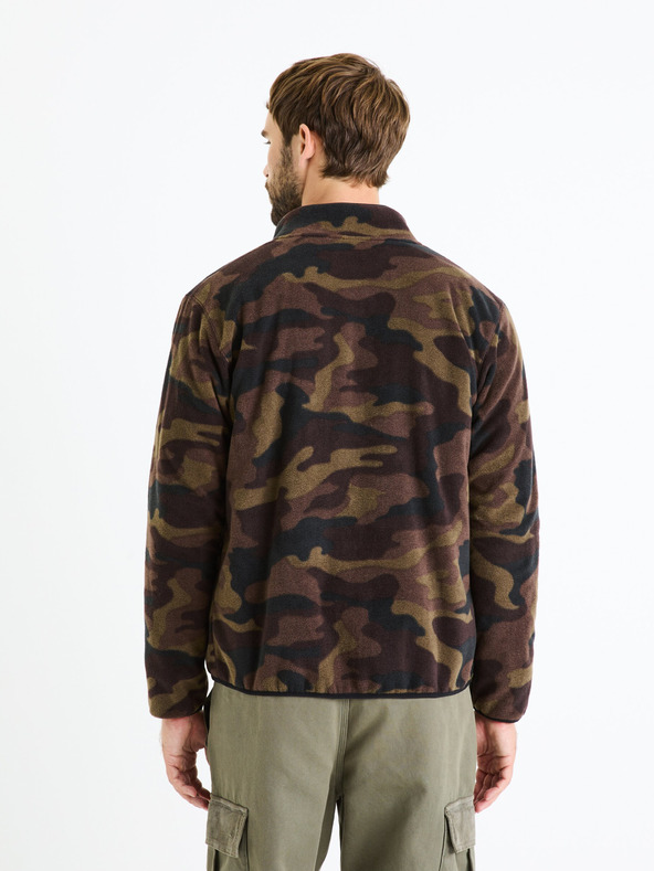 Celio Hnedá pánska army mikina na zips Celio Fecamo