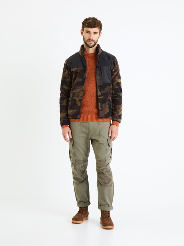 Celio Hnedá pánska army mikina na zips Celio Fecamo