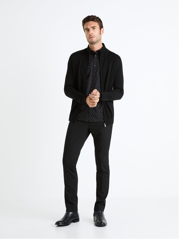 Celio Čierna pánska vesta na zips s prímesou vlny Celio Fecardinos