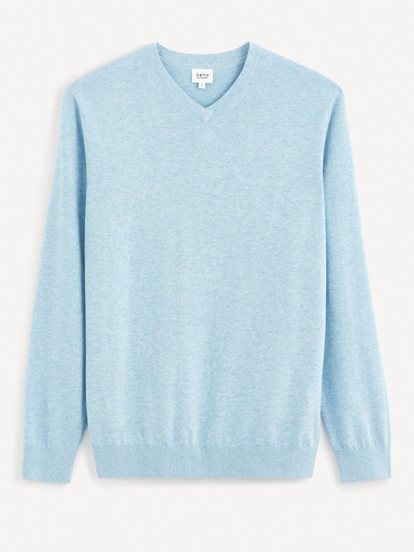 Celio Svetlomodrý pánsky základný sveter Celio Decotonv