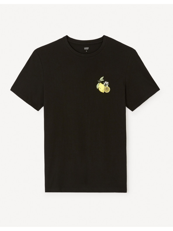 Celio Čierne pánske tričko Celio Jelime