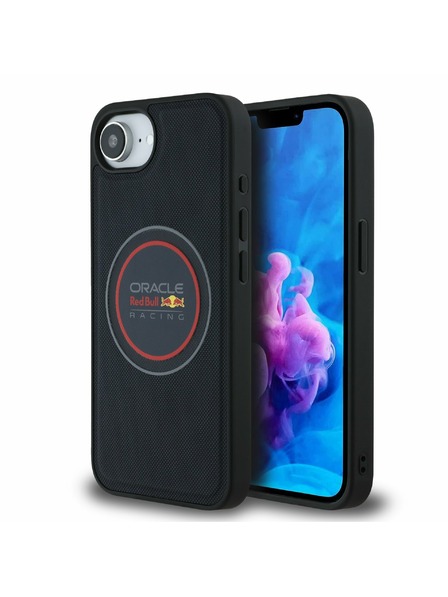Oracle Red Bull Racing Red Bull PU Koža Červený Prsteň MagSafe Zadný Kryt pre iPhone 16e Navy
