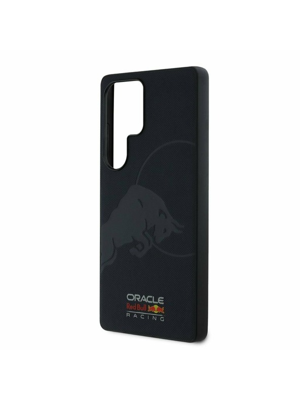 Oracle Red Bull Racing Red Bull Kožený Sieťovaný Razený Logo MagSafe Zadný Kryt pre Samsung Galaxy S25 Ultra Navy